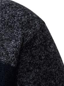 Manfinity Homme Men Contrast Panel Zip Up Cardigan - Dark Grey - View 3