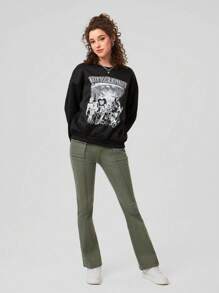 Forever 21 Letter & Figure Graphic  Sweatshirt - Black - View 5