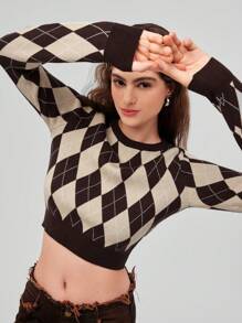 Forever 21 Diamond Pattern Cropped Sweater