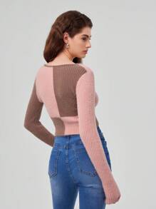 Forever 21 女士拼接圓領長袖毛衣 - 彩色 - 查看 2