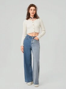 Forever 21 Women's Straight Leg Jeans With Contrast Color Slanted Pockets - Multicolor - View 3