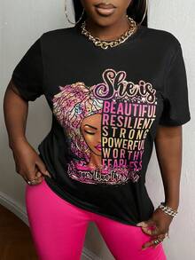 Slaydiva 人物和標語圖案T恤 - 黑色 - 查看 3