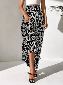 SHEIN Tall Allover Print High Waist Skirt