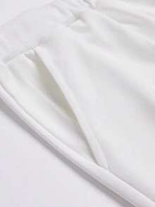 Manfinity 男士字母貼布衛衣和衛褲 - 白色 - 查看 4