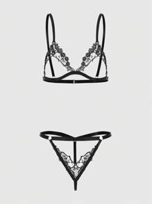 ROMWE Fairycore Của phụ nữ Ren gợi cảm Xu hướng: Cắt giảm Bộ đồ lót - màu đen - Xem 1