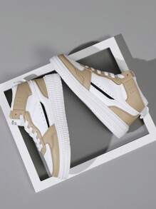 女性大碼拼接學生運動高幫戶外運動鞋 - 棕色 - 查看 3