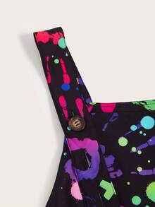 SHEIN Coolane 大碼滿版手印花背帶連身褲 - 彩色 - 查看 3