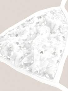 SHEIN ICON Y2K 音乐节粉色五角星刺绣闪亮亮片挂脖系带蝴蝶结内衣内衣白色三角比基尼水钻胸罩 - 白色 - 查看 5