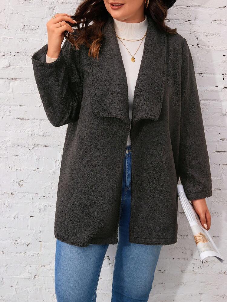 Plus Waterfall Collar Open Front Coat