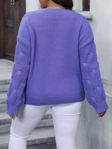 Calvaya Hơn Thả vai Áo len - Màu tím - Xem 2