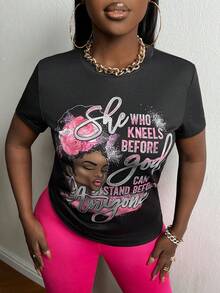 Slaydiva 人物和標語圖案T恤 - 黑色 - 查看 4