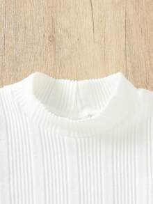 SHEIN 3pcs Girls' Ribbed Crew Neck Long Sleeve Top + Hooded Sleeveless Fuzzy Cardigan + Printed Pants Set, Autumn/Winter - Pink - View 4