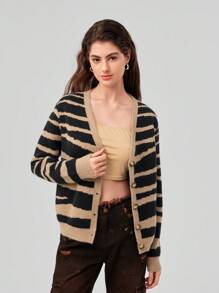 Forever 21 Women's Striped Cardigan Sweater
