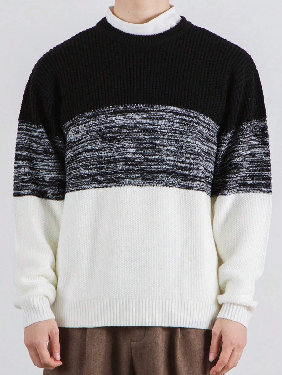 Manfinity Homme Nam Nhiều màu Sợi Vòng cổ Áo len - Nhiều màu - Xem 1