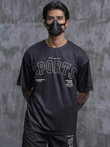 Manfinity Sport Corelite Men's Letter Printed Sports T-Shirt Workout Tops - Multicolor - View 3