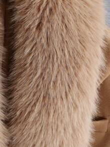 Manfinity Homme 寬鬆版型男士呢大衣,採用博格領和翻邊細節設計 - 駝色 - 查看 4