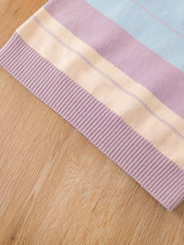 Young Girl Color Block Sweater Dress