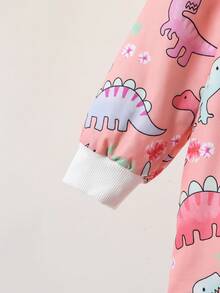 SHEIN Cô Gái Trẻ In Khủng long Áo trùm đầu - Hồng - Xem 7