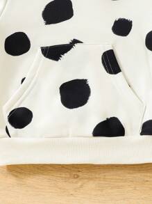 女嬰波點圖案3D耳朵設計連帽衫和運動褲 - 白色 - 查看 4
