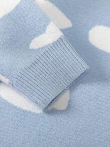 SHEIN Tween Girl Cloud Pattern Sweater Dress - Baby Blue - View 4
