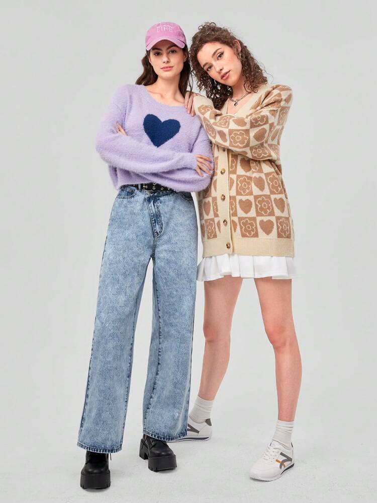 Women's Asymmetric Waist Straight Leg Jeans