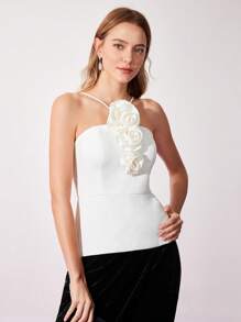 MOTF PREMIUM ROSETTE PEPLUM TOP