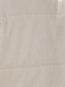 SHEIN Unity 拉链抽绳下摆 PU 皮革加厚棉服外套冬季 - 杏色 - 查看 7