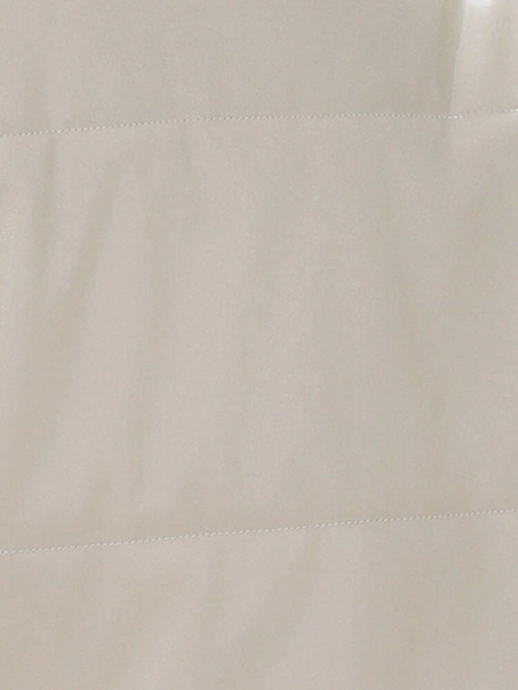 Zip Up Drawstring Hem PU Leather Padded Padded Coat Clothes Winter Fall Cloth For Women