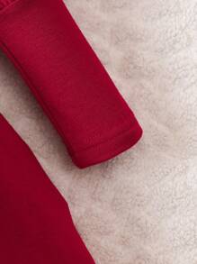 女嬰雙色前蝴蝶結荷葉邊洋裝 - 紅色 - 查看 7