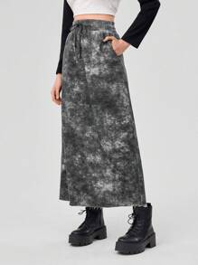 Forever 21 女款紮染抽繩彈性腰裙裙 - 灰色 - 查看 1