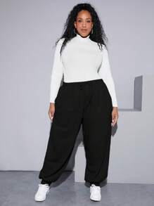 SHEIN CURVE+ Plus Drawstring Waist Sweatpants