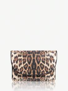 SHEIN SXY Random Leopard Print Sequin Decor Clutch Bag - Brown - View 7