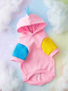 ROMWE 1 Miếng Ánh sáng Màu hồng Dễ thương Thú cưng Khủng long Hóa trang Phong cách Khối màu Hoodie - Nhiều màu - Xem 3