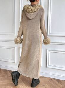 Flirla 毛绒装饰休闲设计开衫 - 彩色 - 查看 2