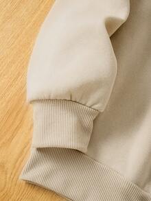 SHEIN EZwear Plus Slogan Graphic Drop Shoulder Sweatshirt - Khaki - View 5