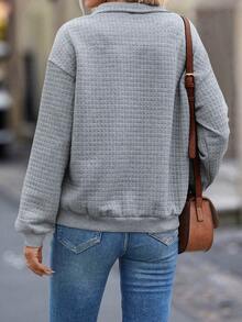 EMERY ROSE 半排扣落肩袖運動衫 - 灰色 - 查看 2