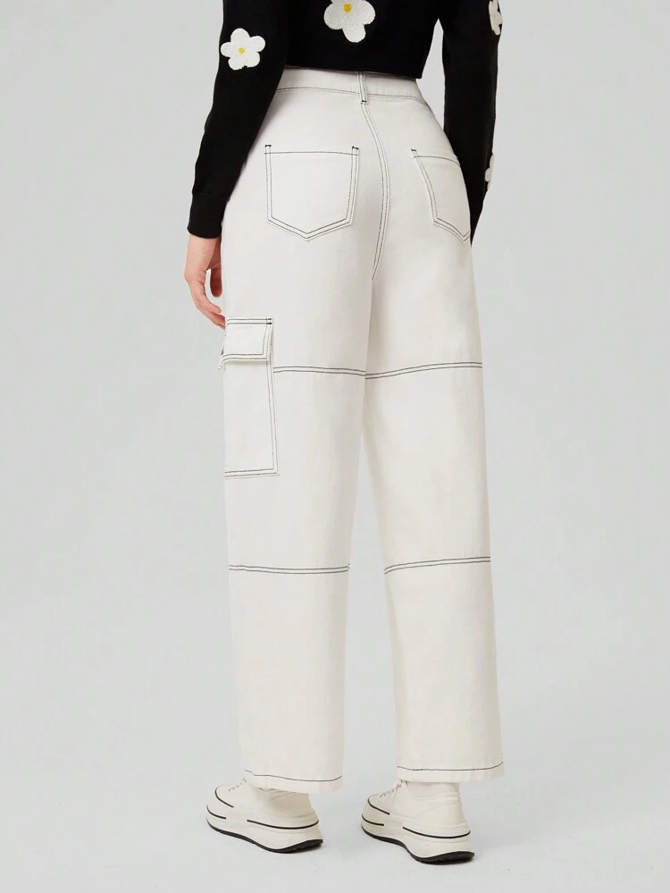 Women's Cargo Insdutrial Seam Straight Leg Trousers