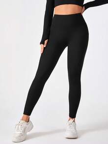 Chất rắn Thắt lưng rộng Túi đựng điện thoại Quần Xà cạp thể thao - màu đen - Xem 5