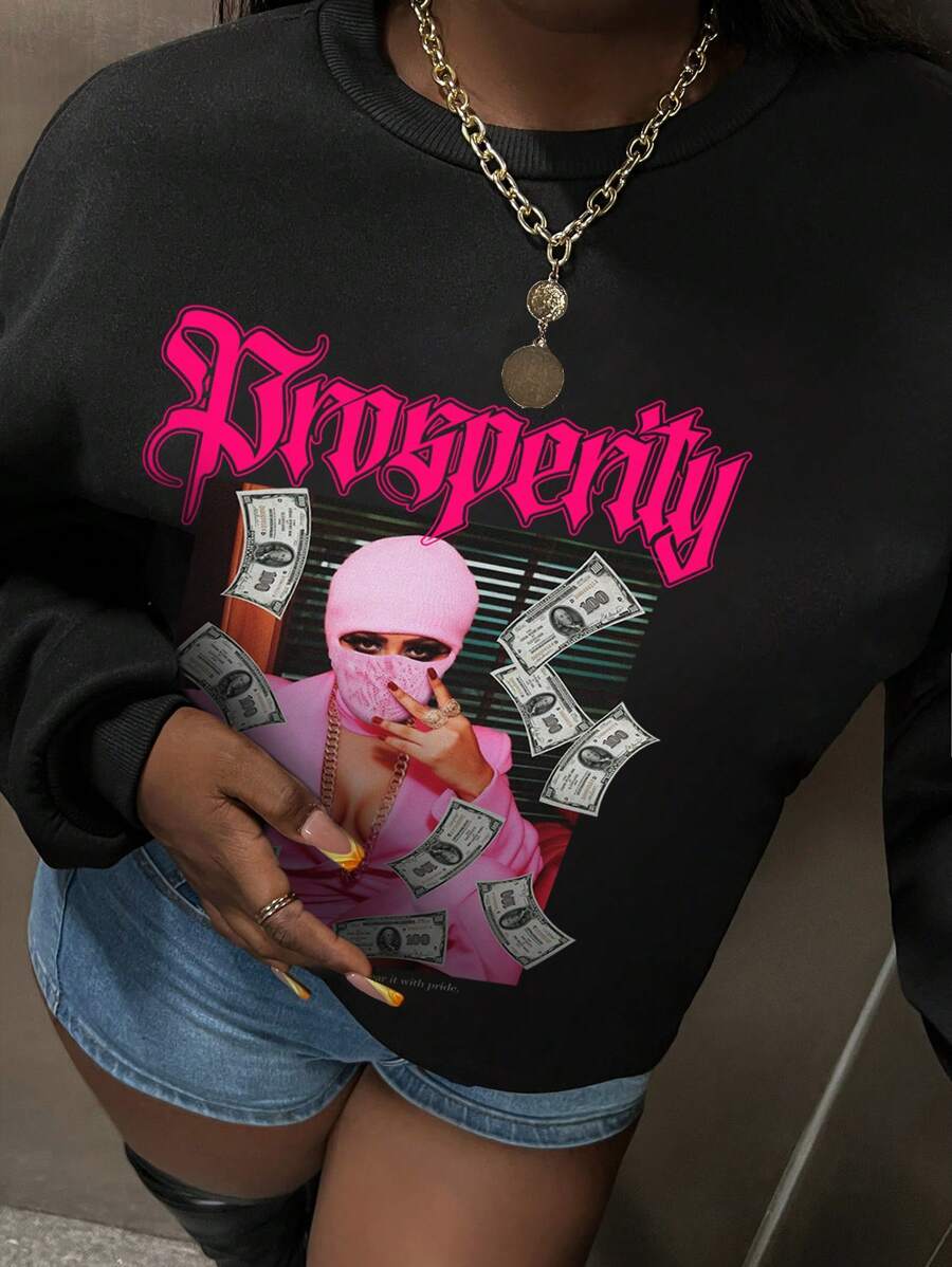 Slaydiva Casual Printed Round-Neck Casual Women's Long Sleeve Sweatshirt Autumn And Winter