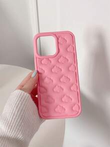 Cloud Shaped Anti-Drop Phone Case With Comfortable Grip Edge Compatible With Apple Iphone Models - Hot Pink - View 3
