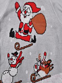 SHEIN Unity Christmas Santa Claus Pattern Turtleneck Raglan Sleeve Sweater Dress - Light Grey - View 6