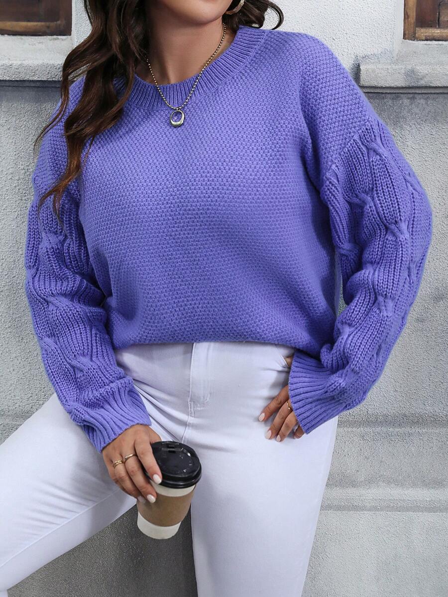 Calvaya Hơn Thả vai Áo len - Màu tím - Xem 1
