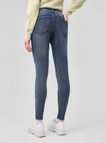Forever 21 High Waist Slim Fit Jeans - Dark Wash - View 2