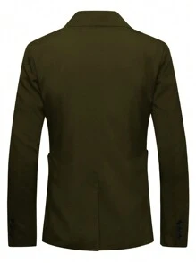 Manfinity Mode Men 1pc Solid Single Button Blazer - Army Green - View 2