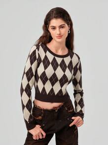 Forever 21 Diamond Pattern Cropped Sweater