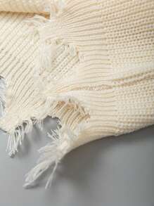 Manfinity Men Slogan Graphic Drop Shoulder Distressed Sweater - Apricot - View 7