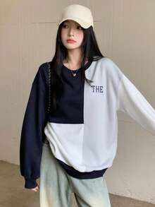 Dazy Star 字母圖形彩塊落肩套頭衫 - 彩色 - 查看 4