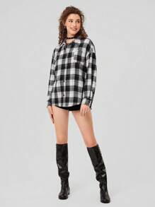 Forever 21 女式格子下垂肩襯衫