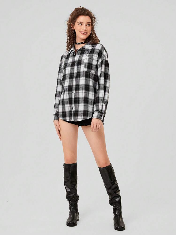 Women's Plaid Drop Shoulder Shirt
