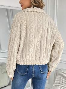 SHEIN LUNE Cazadora con cremallera de hombros caídos forro polar